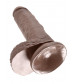 Коричневый фаллоимитатор с мошонкой 7  Cock with Balls - 19,4 см.