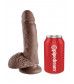 Коричневый фаллоимитатор с мошонкой 7  Cock with Balls - 19,4 см.