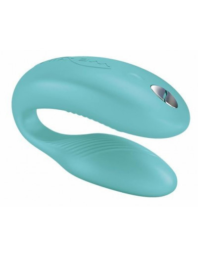 Голубой вибромассажер для пар We-Vibe Sync Aqua на радиоуправлении