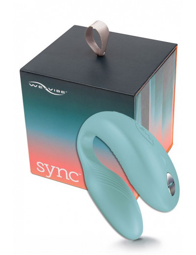 Голубой вибромассажер для пар We-Vibe Sync Aqua на радиоуправлении