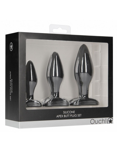 Набор из 3 черных анальных пробок Apex Butt Plug Set