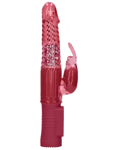 Красный вибратор-кролик Rotating Rabbit - 23 см.