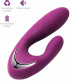 Фиолетовый вибратор Vesper с клиторальным отростком и функцией нагрева - 14,8 см.