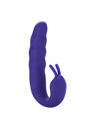Фиолетовый вибратор Ribbed Dual Stimulator - 17 см.