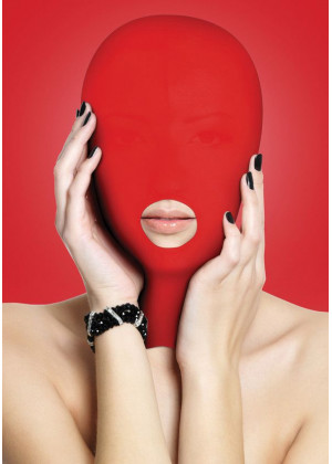 Красная маска на голову с прорезью для рта Submission Mask