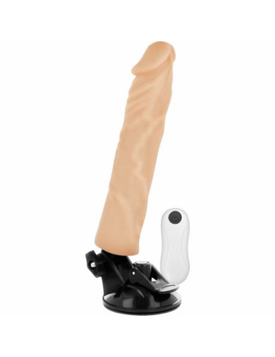 Телесный вибратор на мощной присоске Basecock Realistic Vibrator Remote Control - 21 см.