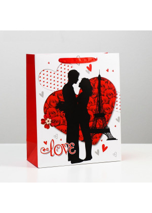 Подарочный пакет  Романтичная пара Love  - 32 х 26 см.