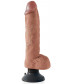Кофейный вибромассажер 10  Vibrating Cock with Balls - 25,4 см.