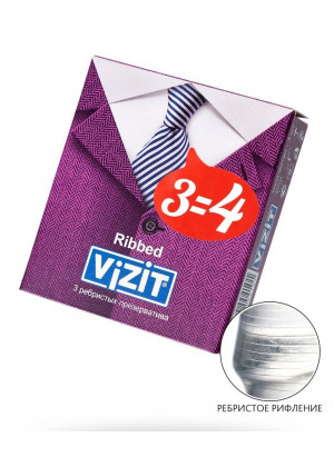 Ребристые презервативы VIZIT Ribbed - 3 шт.
