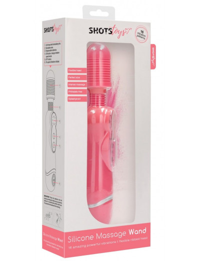 Розовый универсальный массажер Silicone Massage Wand - 20 см.