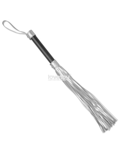 Серебристая плетка Struggle My Flogger с черной ручкой - 45 см.