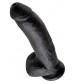 Чёрный фаллоимитатор 9  Cock with Balls - 22,9 см.